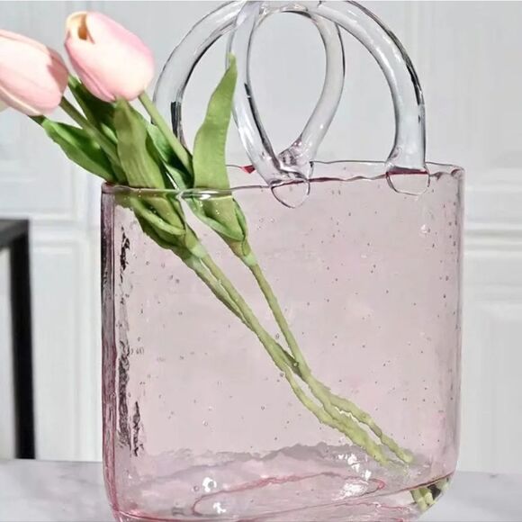 Cupcakes & Cashmere Clear Pink Handbag Vase/Decor - Picture 2 of 8